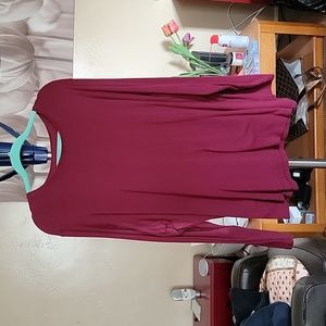 Croft and Barrow, lightweight long sleeve, maroon top, round neck, 3x